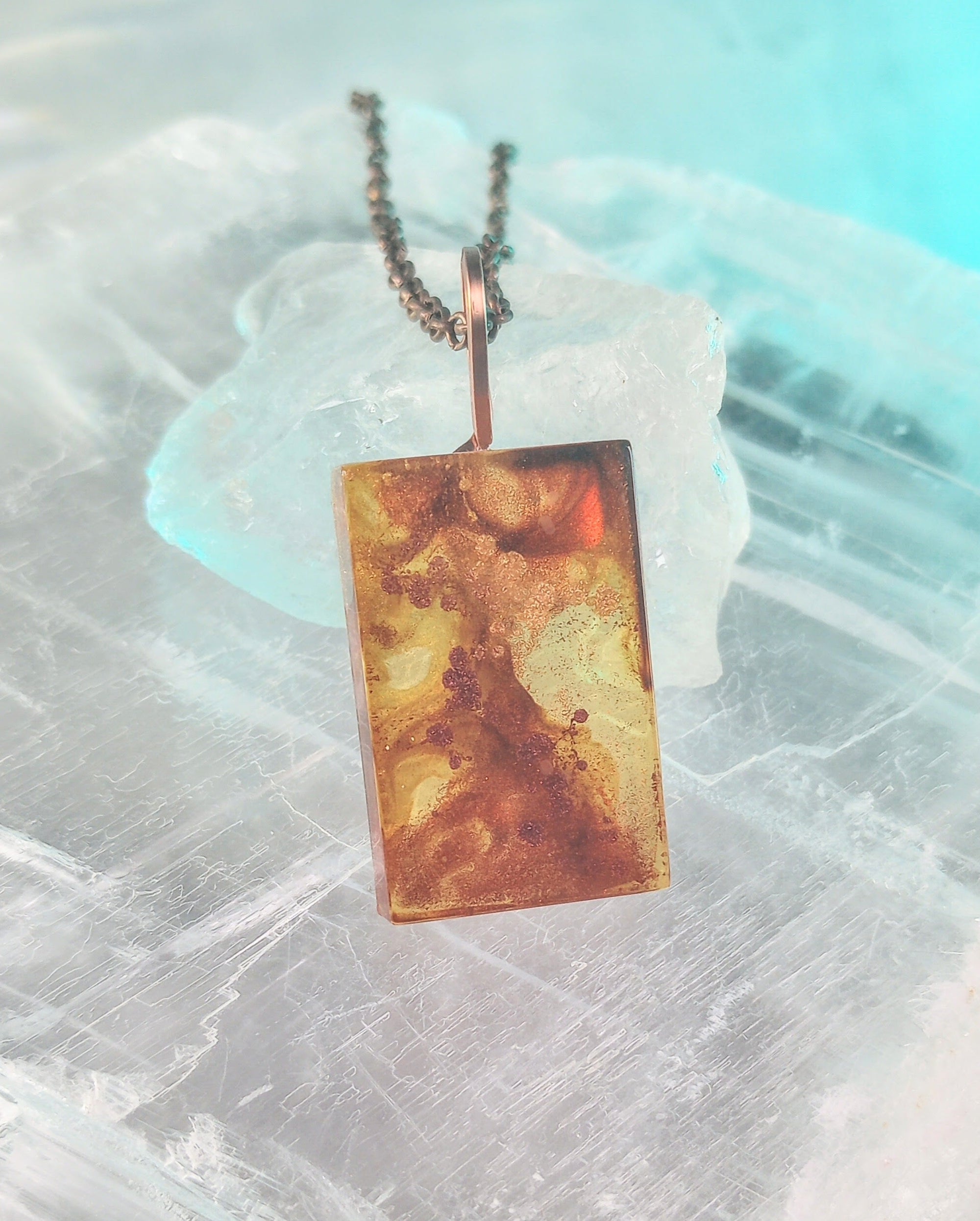 Art Pendant Necklace (small rectangle in Fall colors)