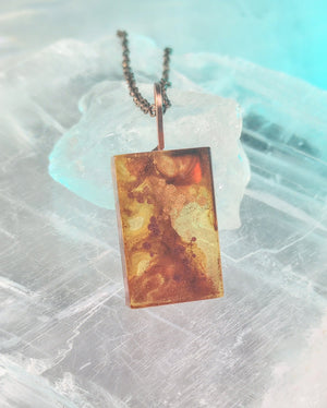 Art Pendant Necklace (small rectangle in Fall colors)