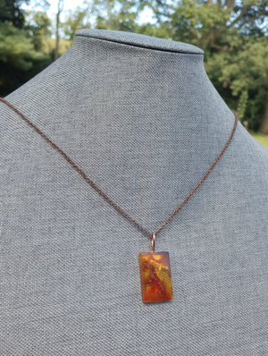 Art Pendant Necklace (small rectangle in Fall colors)