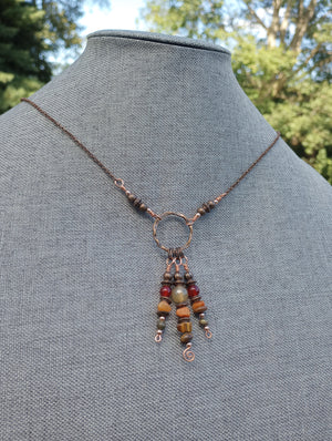 Beaded Stone & Circle Pendant Necklace
