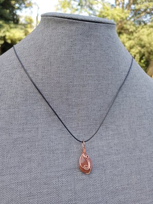 Goldstone Teardrop Wire Wrapped Necklace