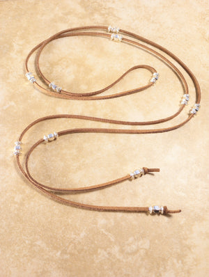 Silver Sparkle Beaded Lariat Necklace (on Camel)