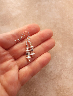 Silver Sparkle Beaded Earrings