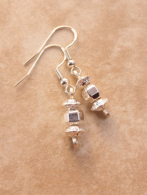 Silver Sparkle Beaded Earrings