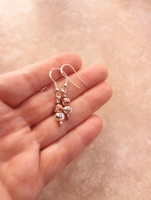 Rose Gold & Silver Duet Beaded Earrings