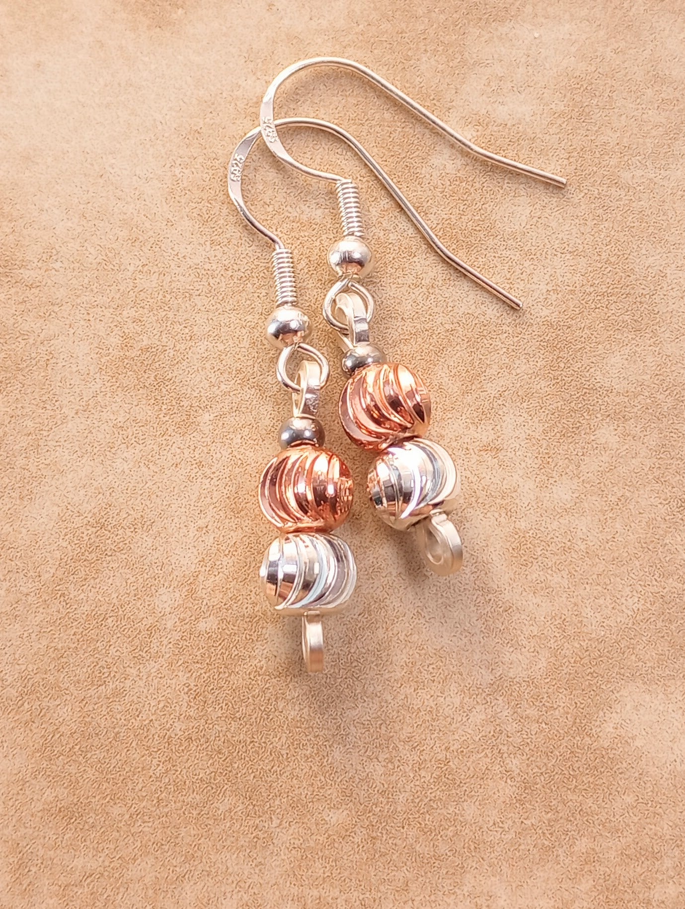 Rose Gold & Silver Duet Beaded Earrings