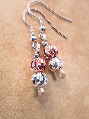 Rose Gold & Silver Duet Beaded Earrings