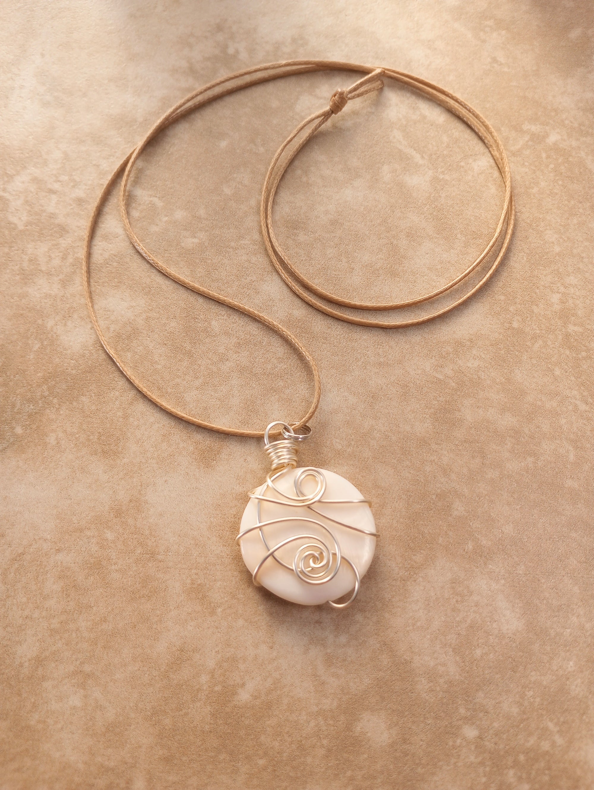 Shell Coin Wire Wrapped Necklace