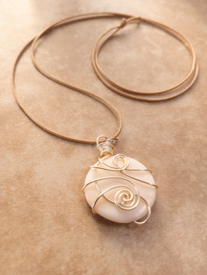 Shell Coin Wire Wrapped Necklace