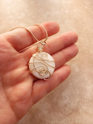 Shell Coin Wire Wrapped Necklace