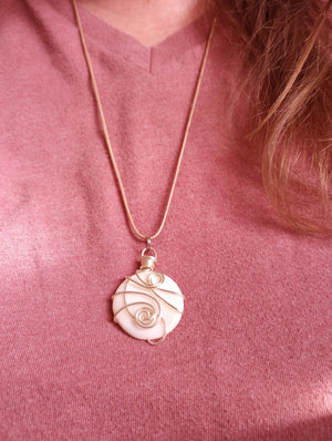 Shell Coin Wire Wrapped Necklace