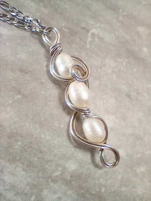 Swirly Pearls Sterling Silver Pendant Necklace