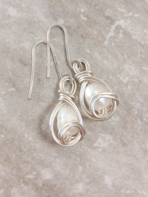 Swirly Pearls Sterling Silver Earrings