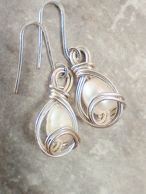 Swirly Pearls Sterling Silver Earrings