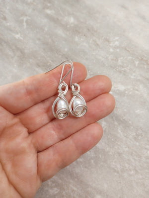 Swirly Pearls Sterling Silver Earrings