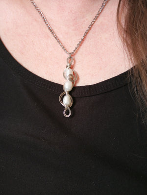 Swirly Pearls Sterling Silver Pendant Necklace