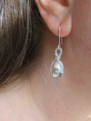 Swirly Pearls Sterling Silver Earrings