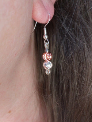 Rose Gold & Silver Duet Beaded Earrings