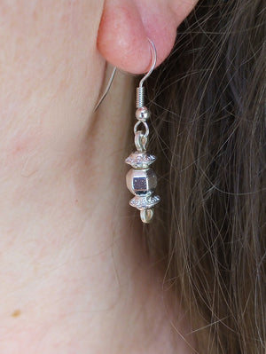 Silver Sparkle Beaded Earrings