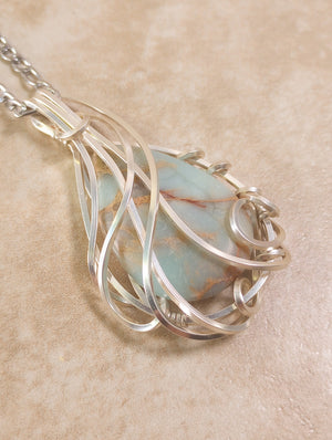 wavy aqua terra jasper pendant