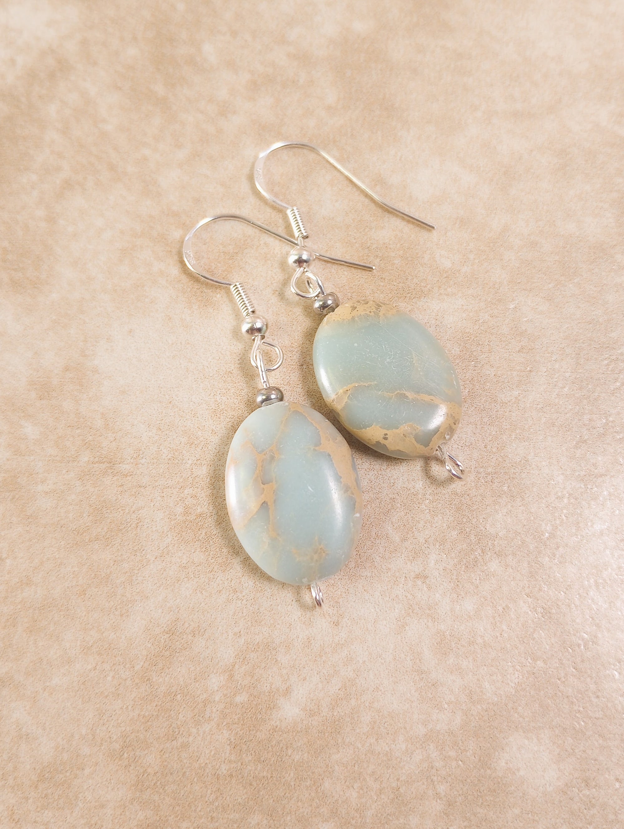 Elegant Aqua Terra Jasper Beaded Earrings