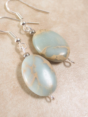 Elegant Aqua Terra Jasper Beaded Earrings