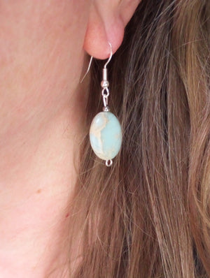 Elegant Aqua Terra Jasper Beaded Earrings