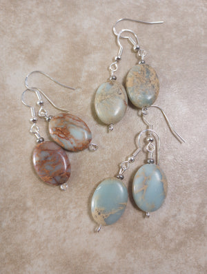 Elegant Aqua Terra Jasper Beaded Earrings