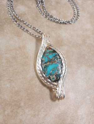 Imperial Jasper Pendant Necklace in Sparkling Silver