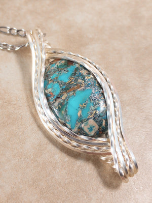 Imperial Jasper Pendant Necklace in Sparkling Silver