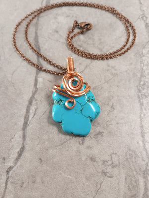 Turquoise Howlite & Copper Swirl Pendant Necklace