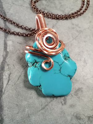 Turquoise Howlite & Copper Swirl Pendant Necklace