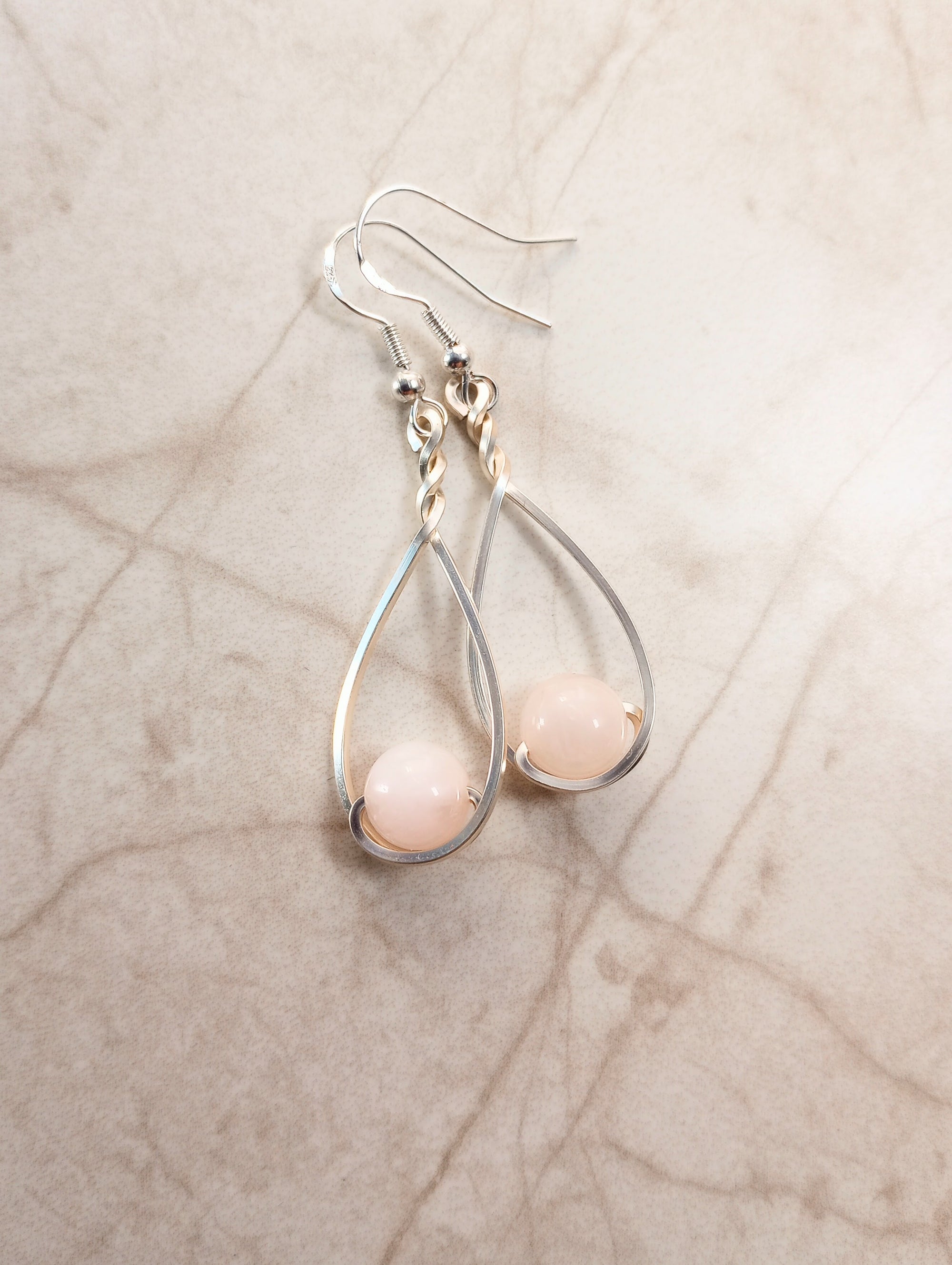 Rose Quartz & Silver Classic Drop Earrings