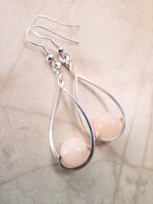 Rose Quartz & Silver Classic Drop Earrings