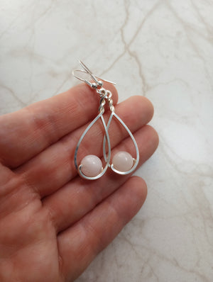 Rose Quartz & Silver Classic Drop Earrings