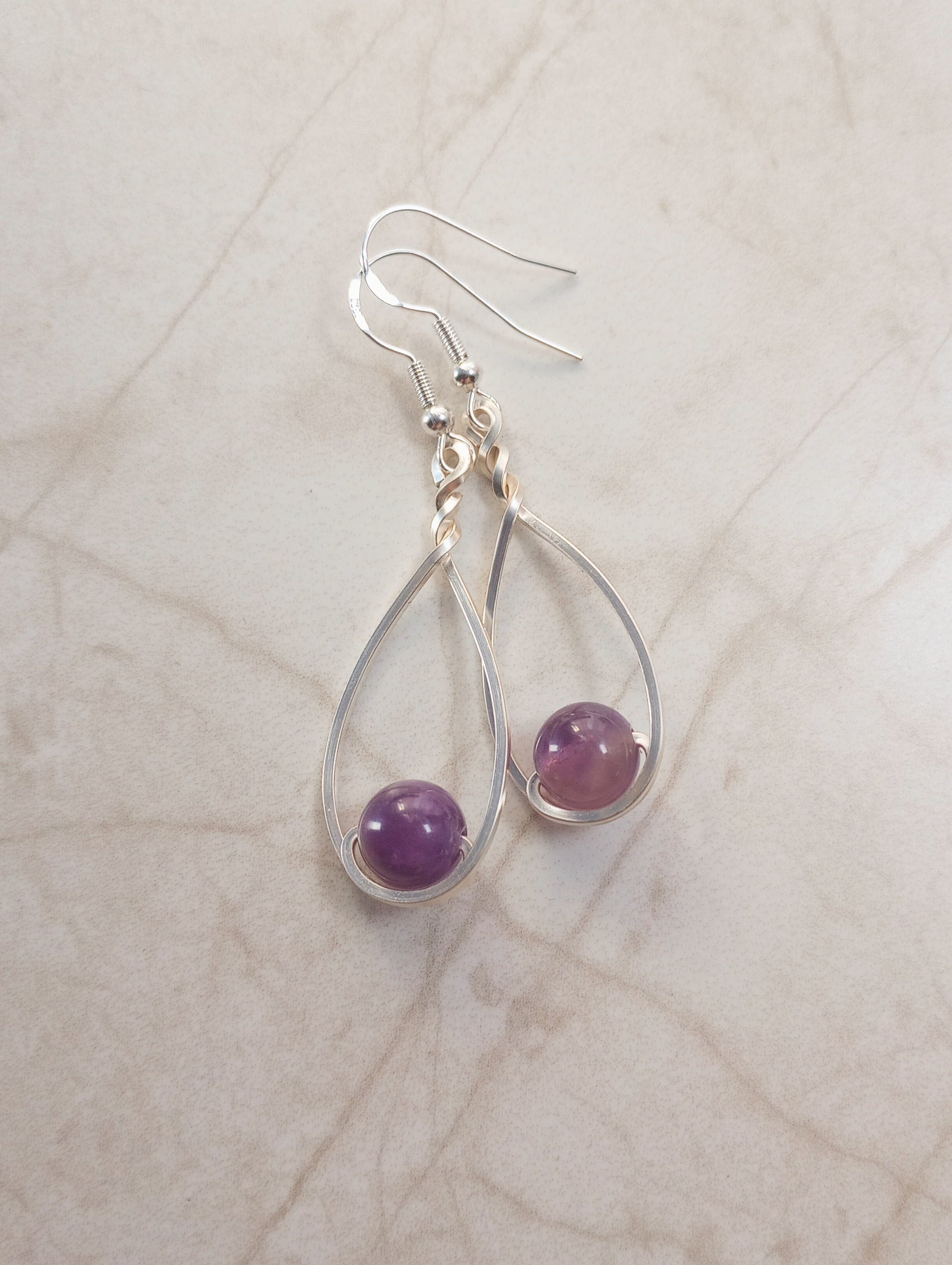 Amethyst & Silver Classic Drop Earrings