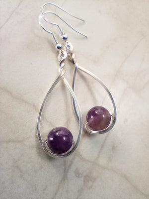 Amethyst & Silver Classic Drop Earrings