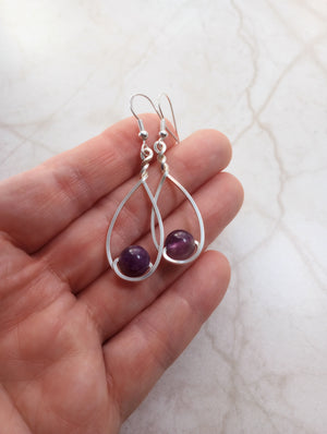 Amethyst & Silver Classic Drop Earrings