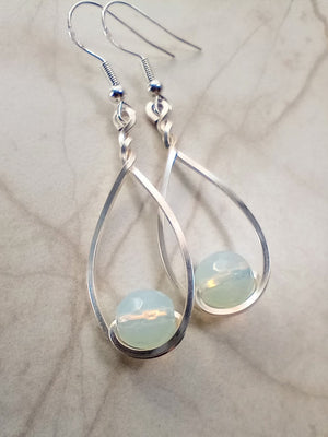 Opalite & Silver Classic Drop Earrings