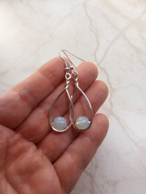 Opalite & Silver Classic Drop Earrings