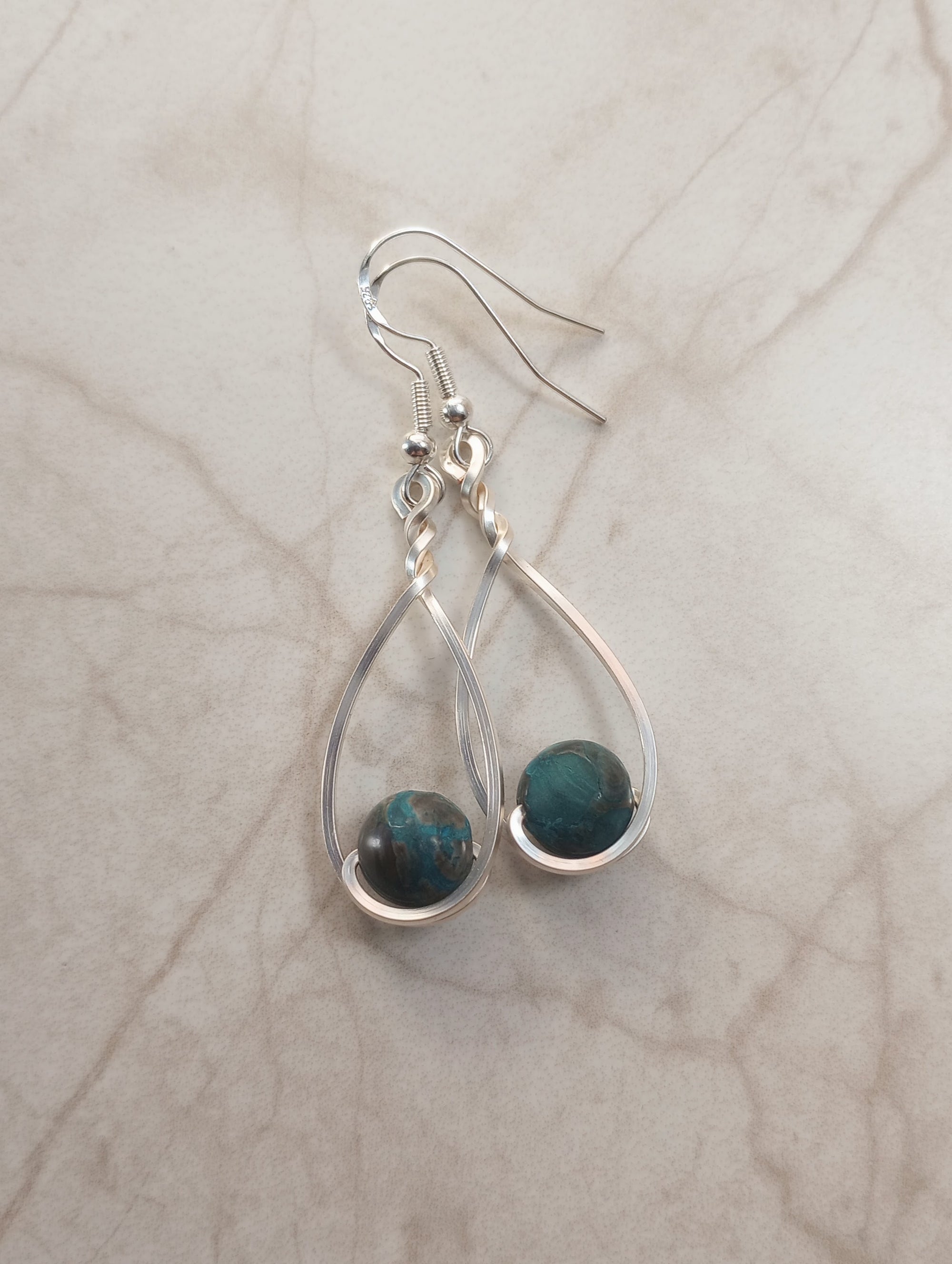 Ocean Jasper & Silver Classic Drop Earrings