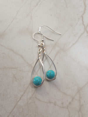 Turquoise Howlite & Silver Classic Drop Earrings