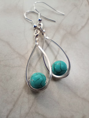 Turquoise Howlite & Silver Classic Drop Earrings