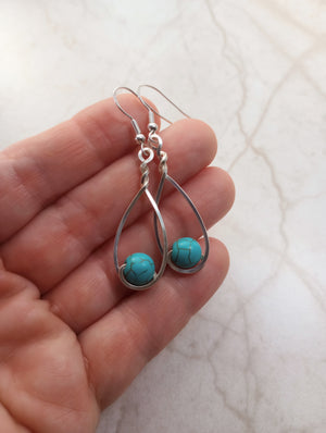 Turquoise Howlite & Silver Classic Drop Earrings