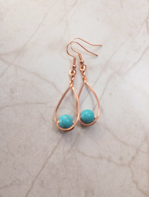 Turquoise Howlite & Copper Classic Drop Earrings