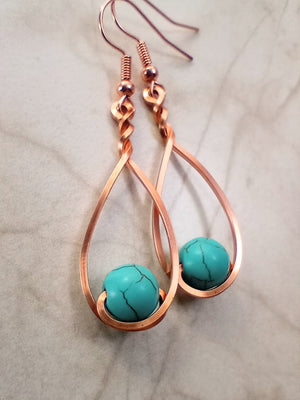 Turquoise Howlite & Copper Classic Drop Earrings