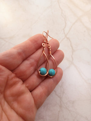 Turquoise Howlite & Copper Classic Drop Earrings