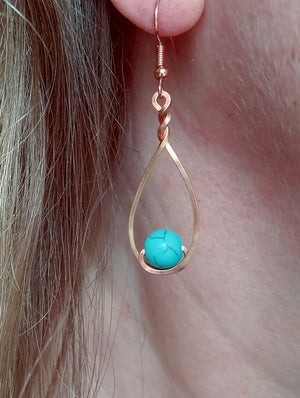 Turquoise Howlite & Copper Classic Drop Earrings