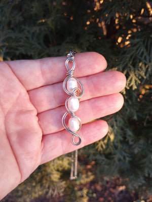 Swirly Pearls Sterling Silver Pendant Necklace