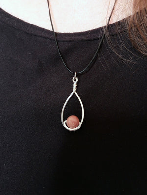 Sunstone & Silver Drop Pendant Necklace